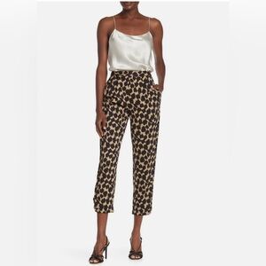 DIANE VON FURSTENBERG MADISON HENLOW CHINO ANIMAL CHEETAH PRINT PANTS SIZE 12